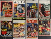 3s0198 LOT OF 8 MOSTLY FORMERLY FOLDED FILM NOIR BELGIAN POSTERS 1950s a variety of movie images!