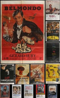 3s0062 LOT OF 14 FORMERLY FOLDED SPANISH POSTERS 1970s-1980s a variety of cool movie images!