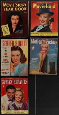 3s0339 LOT OF 5 MOVIE MAGAZINES 1940s Movie Story, Movieland, Screen Album, Motion Picture & more!