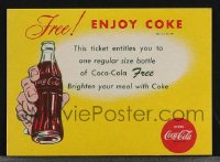 3s0520 LOT OF 23 COCA-COLA FREE BOTTLE COUPONS 1951 entitles you to one regular size Coke drink!