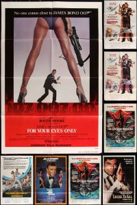 3s0431 LOT OF 8 FOLDED JAMES BOND ONE-SHEETS 1970s-1980s For Your Eyes Only, Octopussy & more!