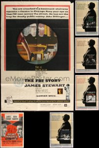 3s0435 LOT OF 7 FOLDED JAMES STEWART ONE-SHEETS 1950s-1970s FBI Story, Hitchcock re-releases & more!