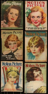 3s0338 LOT OF 6 MOTION PICTURE MOVIE MAGAZINES 1920s-1940s filled with great images & articles!