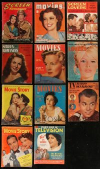 3s0328 LOT OF 11 MOVIE MAGAZINES 1930s-1950s filled with great images & articles, cool covers!