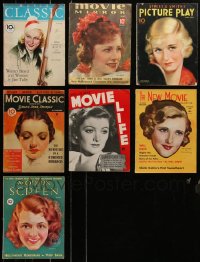 3s0336 LOT OF 7 MOVIE MAGAZINES 1930s great cover images of top Hollywood stars!