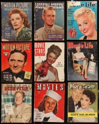 3s0330 LOT OF 9 MOVIE MAGAZINES 1940s-1950s great cover images with top Hollywood stars!