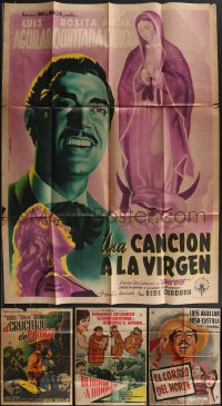 3s0242 LOT OF 5 FOLDED MEXICAN POSTERS 1940s-1960s great images from a variety of different movies!