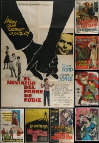 3s0064 LOT OF 12 FORMERLY FOLDED SPANISH POSTERS 1950s-1960s a variety of cool movie images!