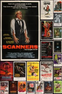 3s0415 LOT OF 25 FOLDED HORROR/SCI-FI ONE-SHEETS 1960s-1980s great images from scary movies!