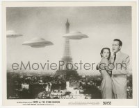 3t1378 EARTH VS. THE FLYING SAUCERS 8x10.25 still 1956 Taylor, Marlowe & UFOs by Eiffel Tower!