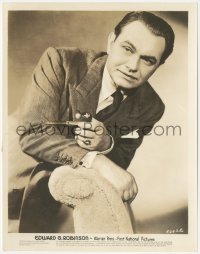 3t1380 EDWARD G. ROBINSON 8x10.25 still 1930s great Warner Bros portrait in suit & tie with pipe!