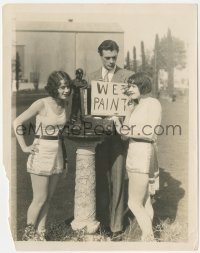 3t1395 GARY COOPER 8x10 still 1927 showing wet paint sign to bathing beauties at Clara Bow company!