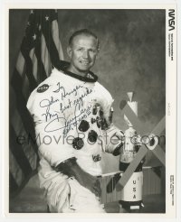 3t1145 GERALD CARR signed 8x10 REPRO photo 1990s the NASA astronaut wearing his suit!