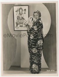 3t1421 JEAN ARTHUR 8x10 key book still 1930s modeling Japanese kimono holding fan by picture!