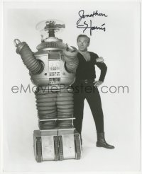 3t1159 JONATHAN HARRIS signed 8x10 REPRO photo 1980s as Dr. Smith with robot from Lost in Space!