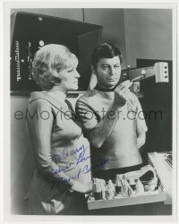 3t1167 MAJEL BARRETT signed 8x10 REPRO photo 1990s as Nurse Chapel with Bones McCoy in Star Trek!