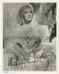 3t1170 MARLENE DIETRICH signed 8x10 REPRO photo 1980s great smiling portrait in cool feathered dress!