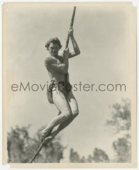 3t1532 TARZAN FINDS A SON 8.25x10 still 1939 close up of Johnny Weissmuller swinging on vine!