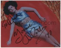 3t1117 YVONNE DE CARLO signed color 8x10 REPRO photo 1990 sexy portrait in skimpy satin outfit!