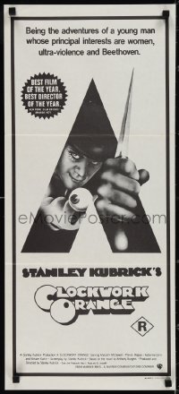 3t0439 CLOCKWORK ORANGE Aust daybill R1970s Stanley Kubrick classic, Castle art of Malcolm McDowell!