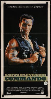 3t0440 COMMANDO Aust daybill 1985 Arnold Schwarzenegger is going to make someone pay!