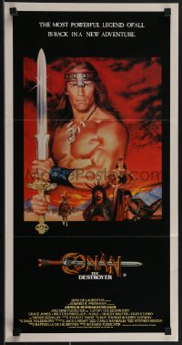 3t0441 CONAN THE DESTROYER Aust daybill 1984 Arnold Schwarzenegger is the most powerful legend!