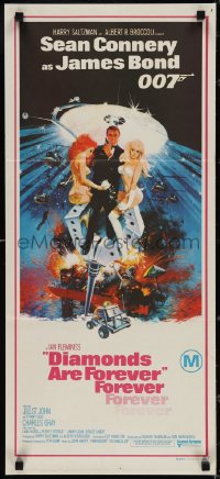 3t0446 DIAMONDS ARE FOREVER Aust daybill 1971 art of Connery as James Bond by Robert McGinnis!