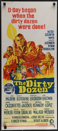 3t0447 DIRTY DOZEN Aust daybill 1967 Charles Bronson, Jim Brown, Lee Marvin, different art!