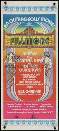 3t0451 FILLMORE Aust daybill 1972 Grateful Dead, Santana, rock & roll concert, cool Byrd art!