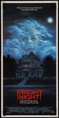 3t0455 FRIGHT NIGHT Aust daybill 1985 Sarandon, McDowall, best classic horror art by Peter Mueller!