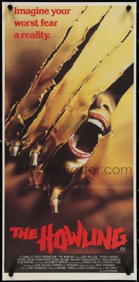 3t0461 HOWLING Aust daybill 1981 Joe Dante, cool art of screaming female tranforming into a werewolf!