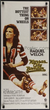 3t0466 KANSAS CITY BOMBER Aust daybill 1972 roller derby girl Raquel Welch, hottest thing on wheels!