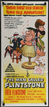 3t0474 MAN CALLED FLINTSTONE Aust daybill 1967 Hanna-Barbera, Fred, Barney, Wilma & Betty!