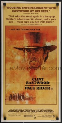 3t0479 PALE RIDER Aust daybill 1985 great artwork of cowboy Clint Eastwood by C. Michael Dudash!