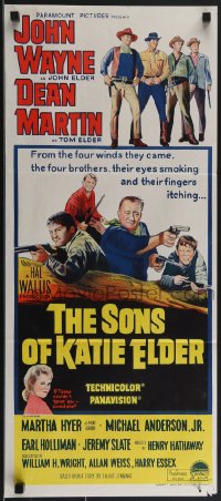 3t0487 SONS OF KATIE ELDER Aust daybill 1965 line up of John Wayne, Dean Martin & more + Martha Hyer!