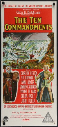 3t0491 TEN COMMANDMENTS Aust daybill R1960 DeMille, completely different art of Heston & Brynner!