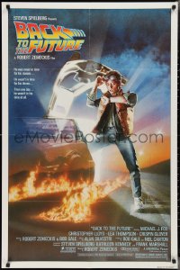 3t0784 BACK TO THE FUTURE studio style 1sh 1985 art of Michael J. Fox & Delorean by Drew Struzan!