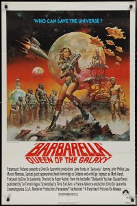 3t0785 BARBARELLA 1sh R1977 Vadim, best art of Queen of the Galaxy Jane Fonda by Boris Vallejo!