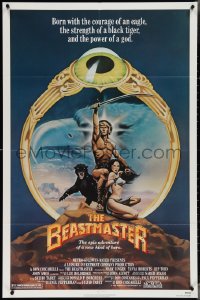 3t0789 BEASTMASTER 1sh 1982 Taylor art of bare-chested Marc Singer & sexy Tanya Roberts!