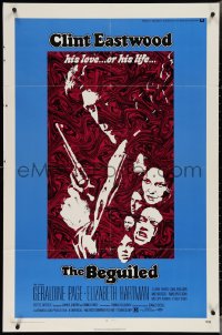 3t0790 BEGUILED 1sh 1971 cool psychedelic art of Clint Eastwood & Geraldine Page, Don Siegel