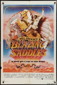 3t0797 BLAZING SADDLES 1sh 1974 art of Cleavon Little & Mel Brooks by Alvin & Goldschmidt!