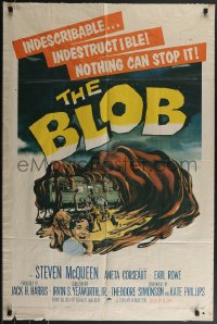 3t0798 BLOB 1sh 1958 Steve McQueen, cool art of the indescribable & indestructible monster!