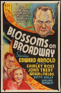 3t0802 BLOSSOMS ON BROADWAY Other Company 1sh 1937 Edward Arnold, Shirley Ross, musical, ultra rare!