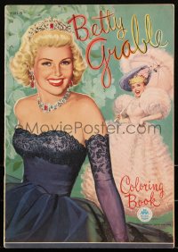 3t0352 BETTY GRABLE 10.5x15 softcover book 1951 coloring book with the star in different outfits!