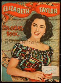 3t0359 ELIZABETH TAYLOR Whitman softcover book 1950 cool coloring book with artwork by Hedwig Wylie!