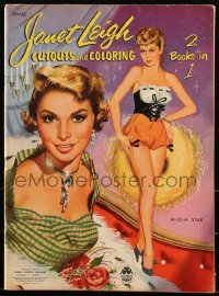 3t0364 JANET LEIGH softcover book 1953 two activity books in one, paper doll cutouts and coloring!