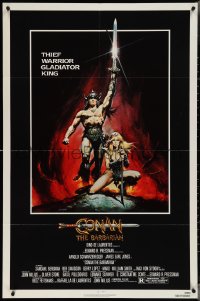 3t0817 CONAN THE BARBARIAN 1sh 1982 Arnold Schwarzenegger & sexy Sandahl Bergman by Casaro!