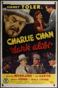 3t0821 DARK ALIBI 1sh 1946 Sidney Toler as detective Charlie Chan, Moreland, Fong, ultra rare!