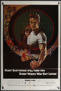 3t0845 EVERY WHICH WAY BUT LOOSE 1sh 1978 art of Clint Eastwood & Clyde the orangutan by Bob Peak!