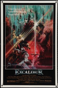 3t0846 EXCALIBUR 1sh 1981 John Boorman, cool medieval fantasy sword artwork by Bob Peak!